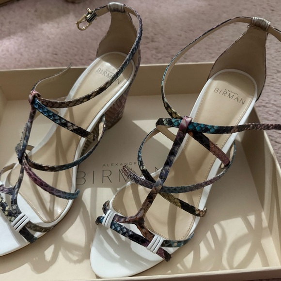 Alexandre Birman Colorful Python Strappy Wedge Sandals - Picture 7 of 13